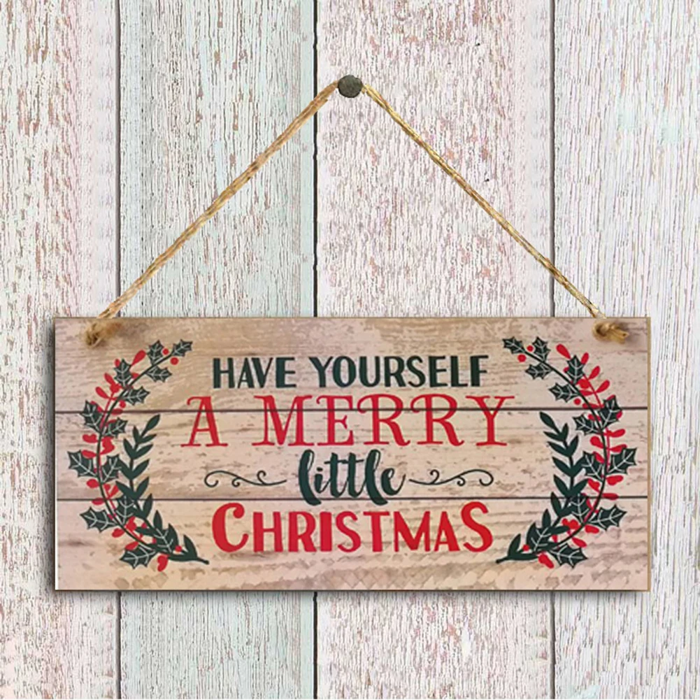 Christmas Door Hanging Sign 20x10cm Wall Wood Winter Decorations Signs Ornament For Home Christmas Decorations