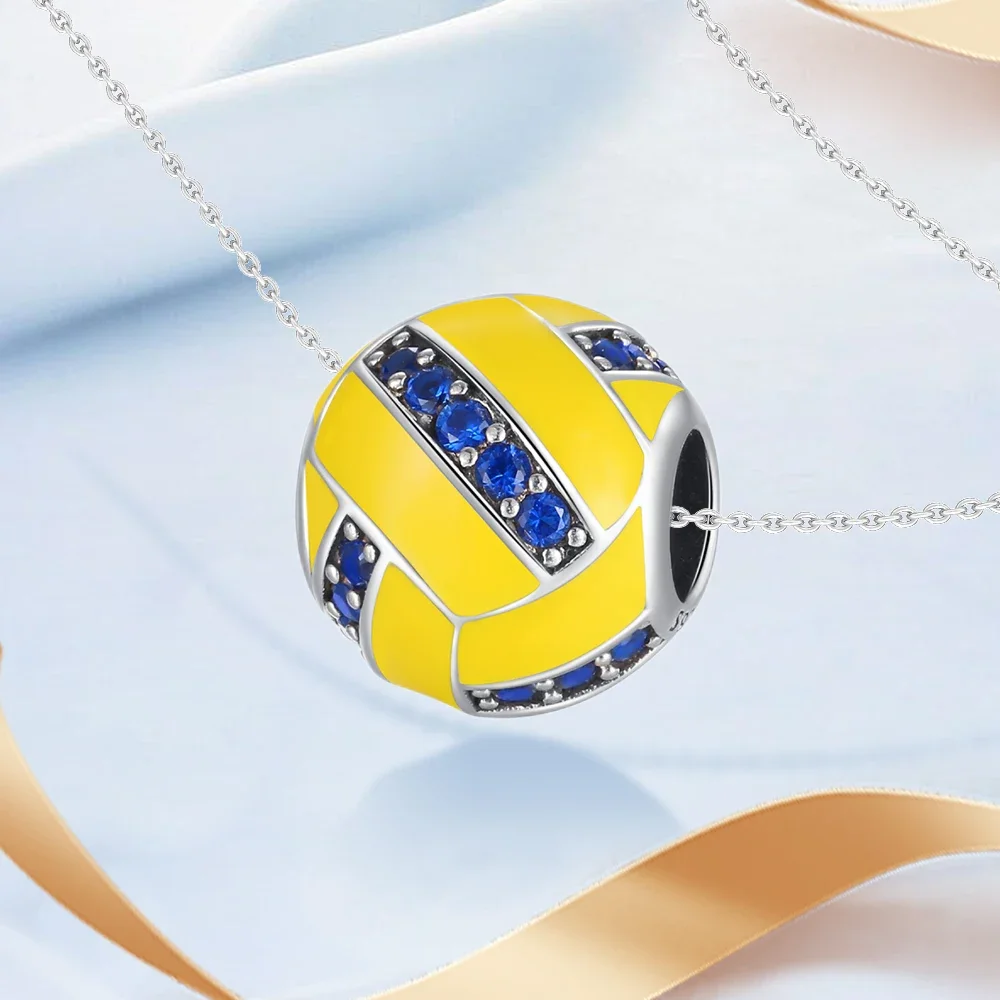 Original New 925 Sterling Silver Charms Beads Basketball Football Sports Series Fit Original Bracelet DIY Women Jewelry Gift view 3
