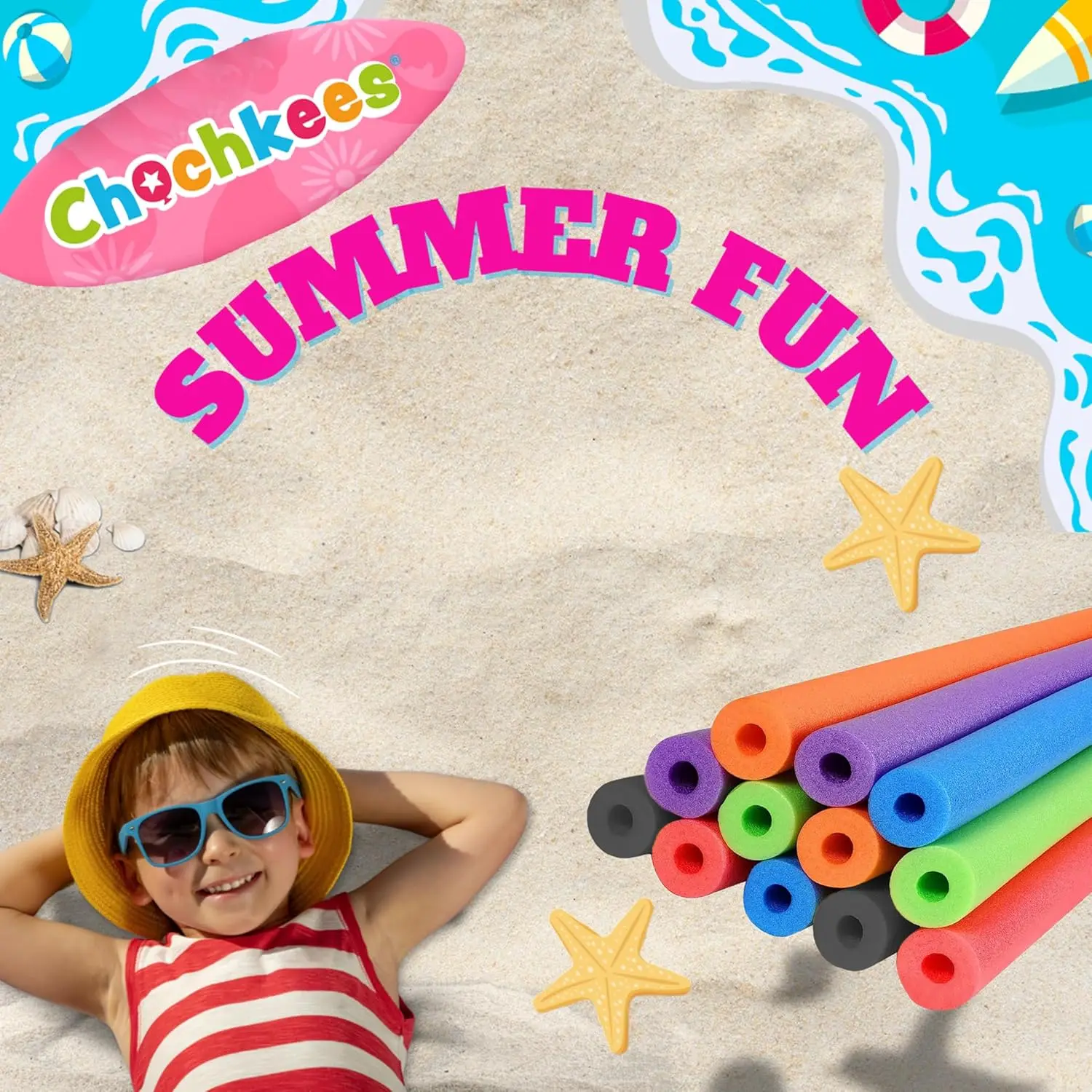 Pool Noodles 2-Pack 52 Inch Foam Tube for Floating, Hollow Design for Swimming Pool Fun with Bright Colors view 2