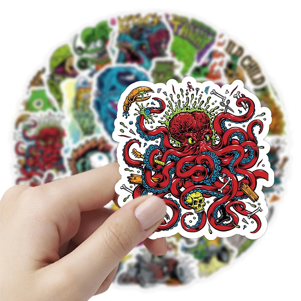 10/30/50pcs Cool Horror Monster Graffiti Stickers PVC impermeabile fai da te moto telefono Laptop Skateboard Bike Cartoon Decal Toys