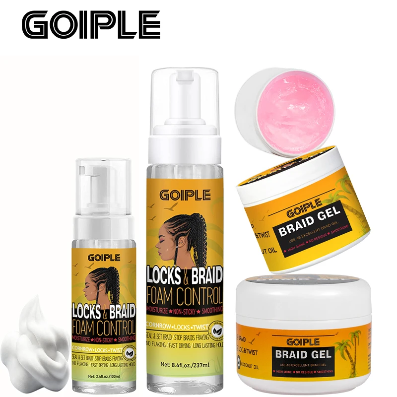 

GOIPLE Braid Gel Strong Hold with Biotin Lock and Twist Wax for Clean Parts 24H Edge Control for Cornrows and Dreadlocks Gel