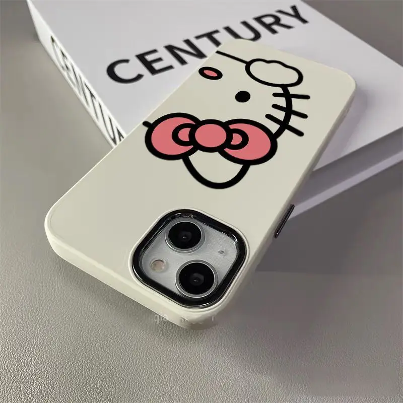 New Sanrio Lovely Hello Kitty Phone Case For iphone 15 14 13 PRO MAX 11 12 13 PRO XR 8 PLUS Domineering KT Cat Anti Drop Y2k