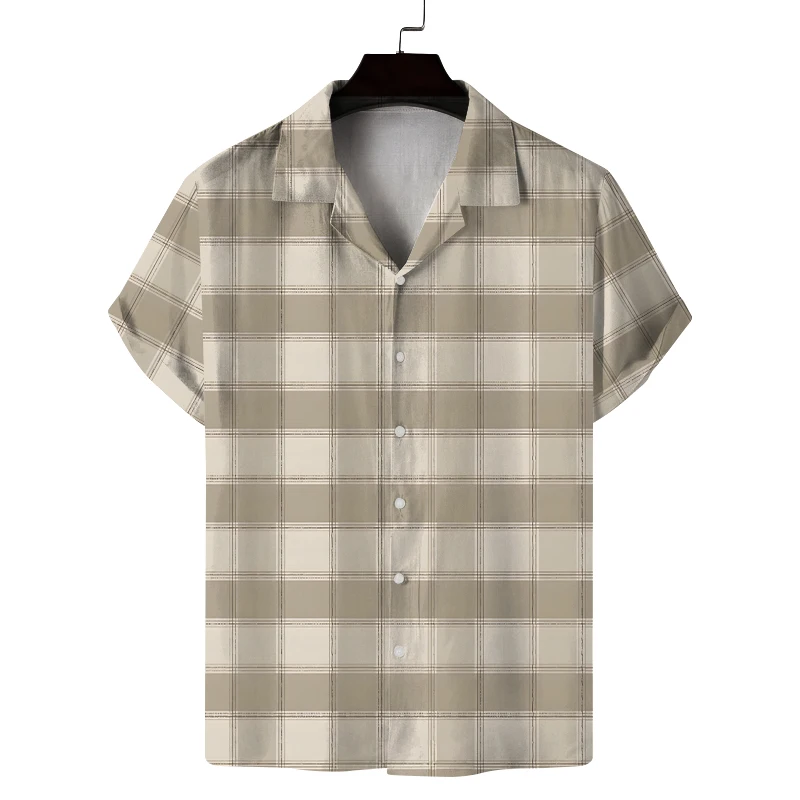 New summer shirt men's short-sleeved plaid design casual commuting fashion all-match personality breathable daily