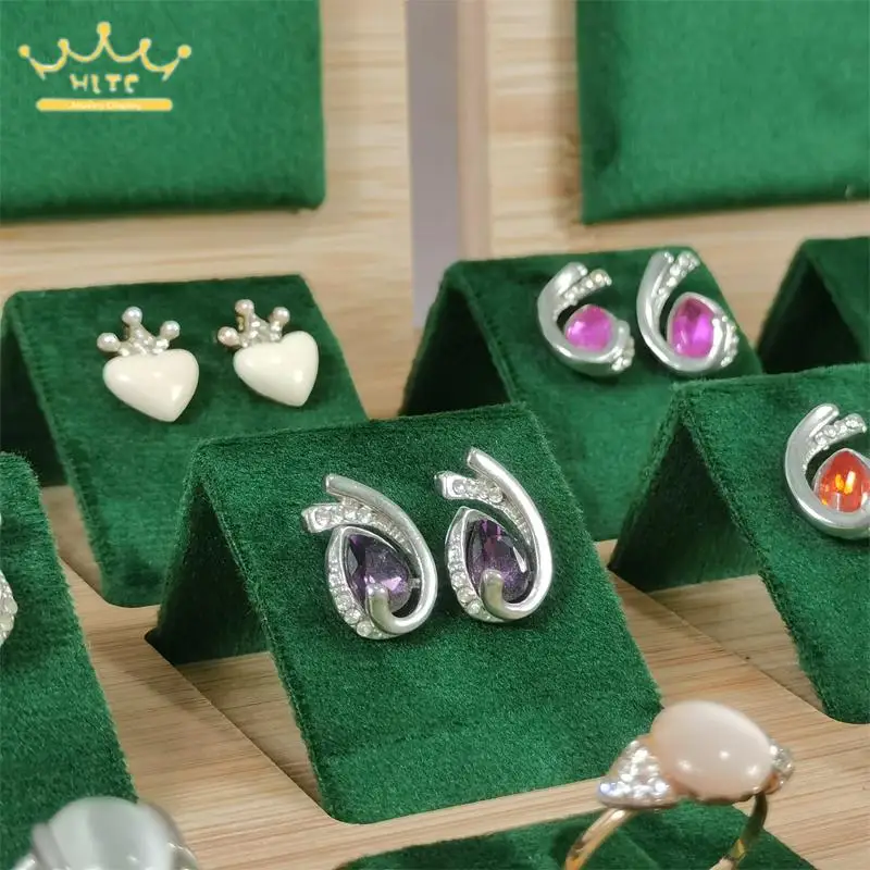 Dark Green Jewelry Display Organizer Ear Stud Rings Storage Holder Necklace Display Frame Large Set for Jewelry Conter