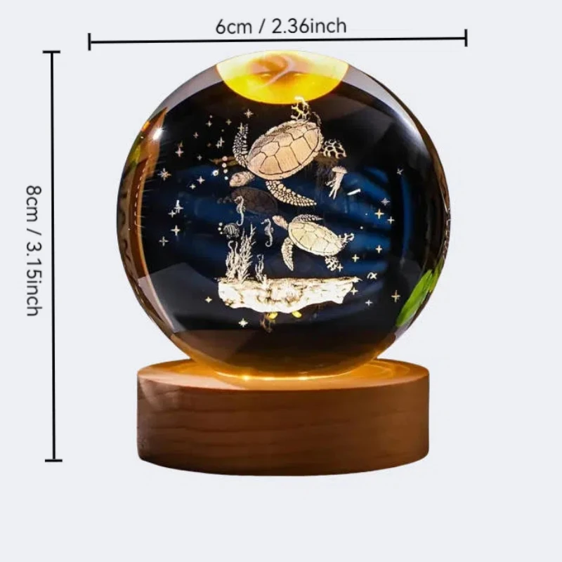 1 pc 3D Turtle crystal ball gift, animal statue style nightlight, birthday gift, perfect for friends or turtle lovers