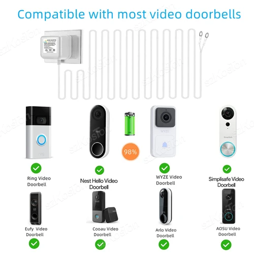 Imagen 2 del producto Adaptador de corriente Universal de 24V, cargador de transformador de CA, enchufe UE/EE. UU./Reino Unido para anillo, Wifi, cámara inteligente, timbre de puerta, intercomunicador de vídeo