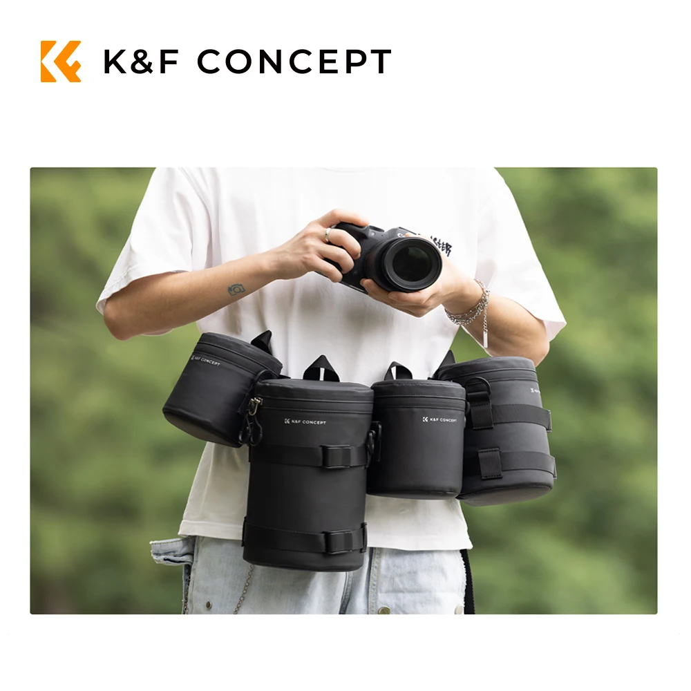 

K&F CONCEPT Camera Lens Pouch Case, Waterproof Zipper Lens Protective Bag, Camera Lens Carry Bag, S M L XL Four Sizes To Choose