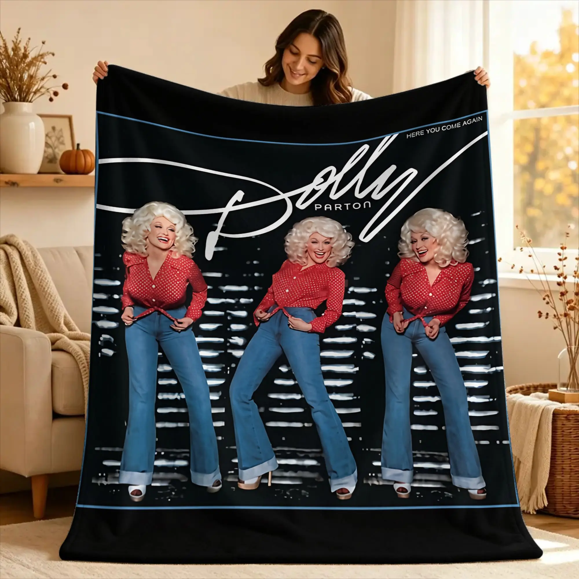 Dolly Parton Here You Come Again Blankets  Warm Funny Plush Throw Blanket For Home Decor Picnic Flannel Bedspread Bed Cover