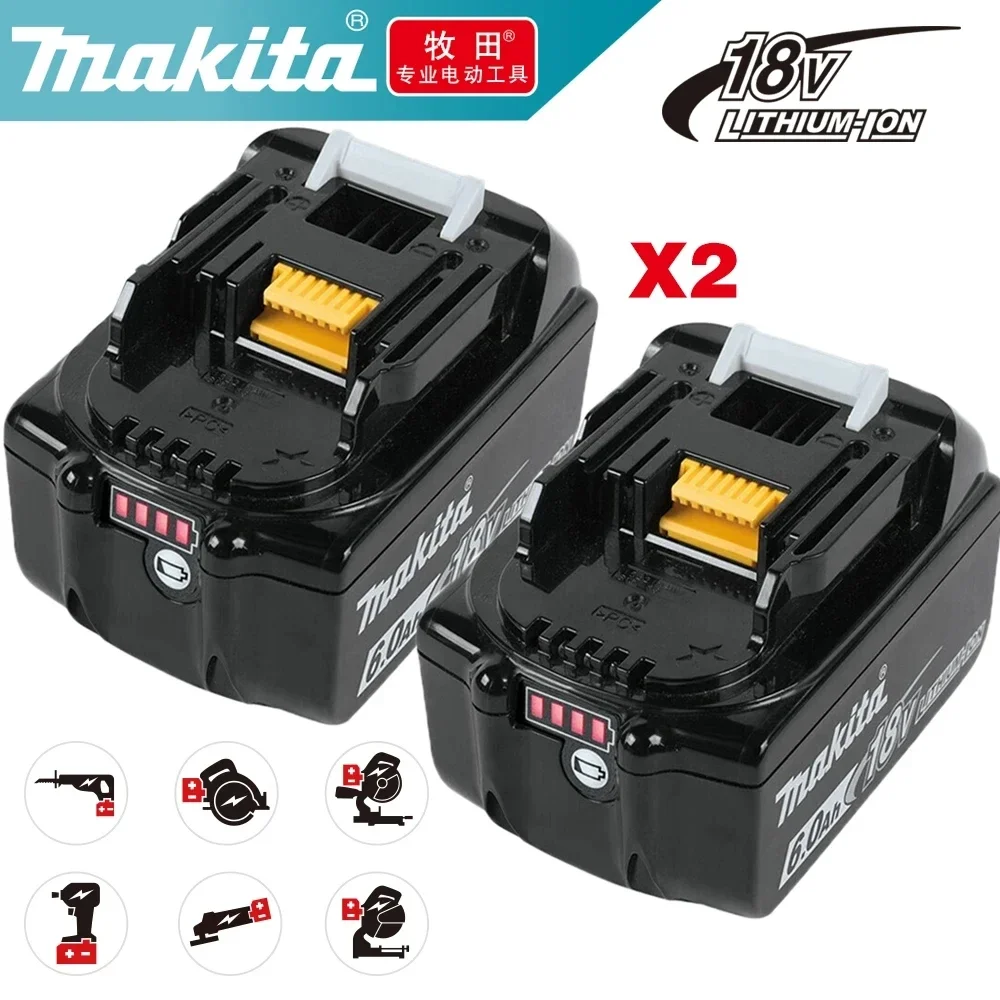 

100% Original Makita Rechargeable Power Tool Battery, Replaceable LED Lithium-ion, 6.0 Ah 18V LXT BL1860B BL1860BL1850 BL1830