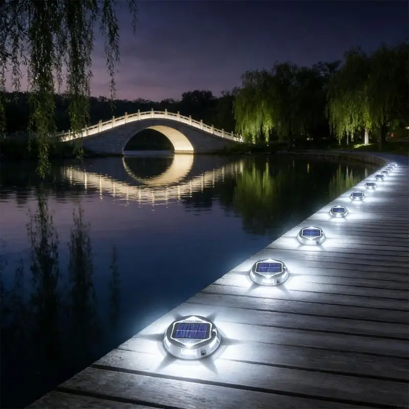 (Pack Of 6) Solar Deck Radiances With 9 Color Configuration For Outdoor Route Lighting Easy Installation Permanent Plan 37JD