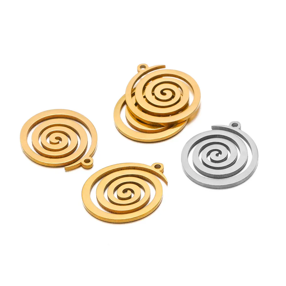 5Pcs Stainless Steel Spiral Charms Round Pendants for DIY Jewelry Making Mirror Polishd Necklace Earrings Accessories