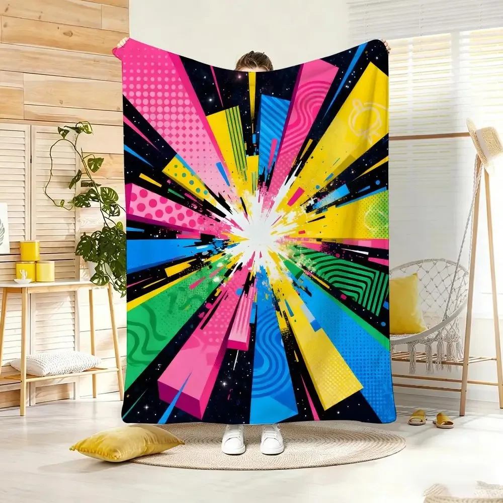 Art Illustration P-Pop Cube Burst Throw Lightweight  Flannel Blanket Soft Skin-friendly for Summer Cooling