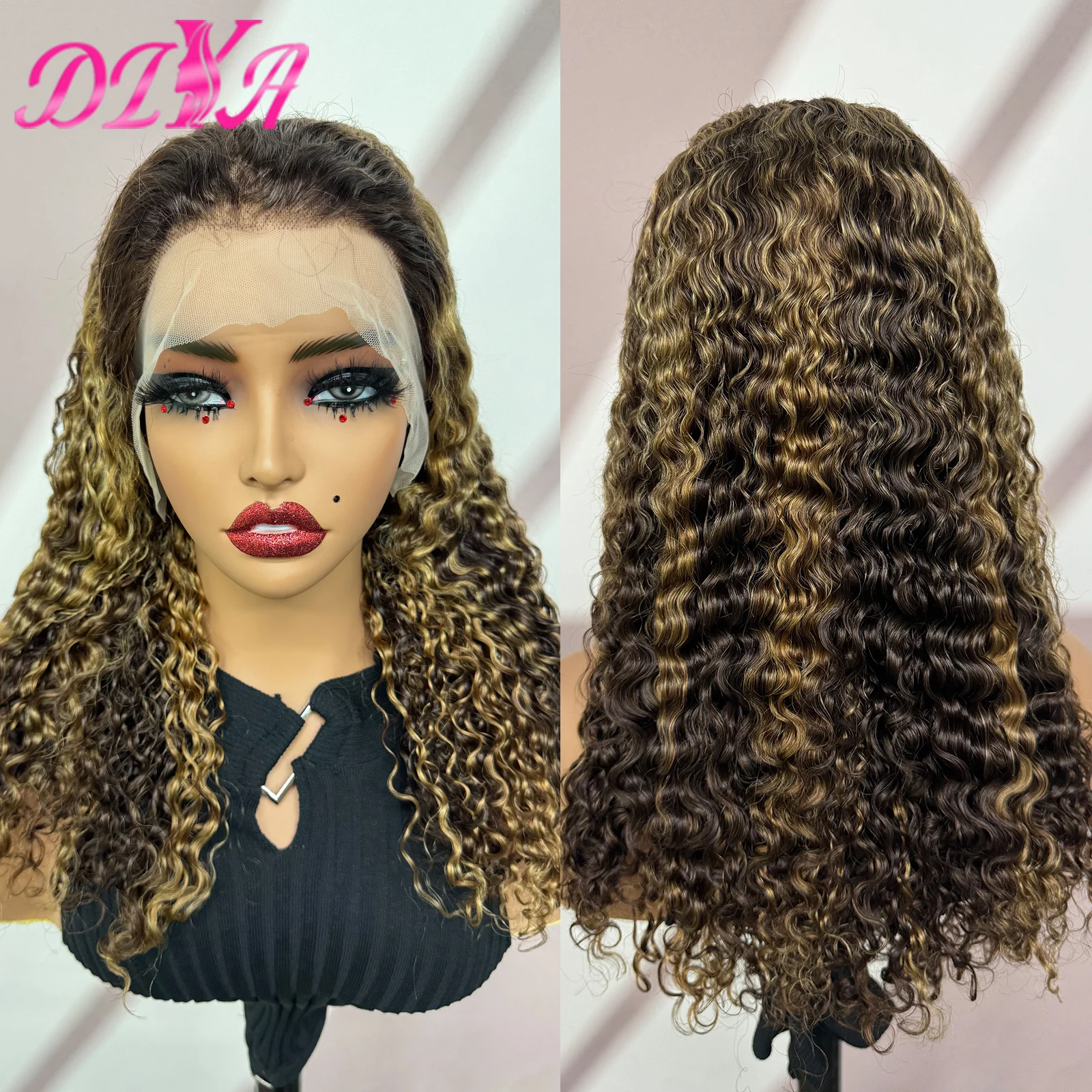 Onda de água peruca de cabelo humano para mulheres negras, cabelo brasileiro Remy encaracolado, Bob perucas, 13x4 HD Lace Frontal, 250% Densidade, 613 #