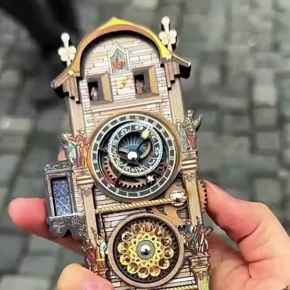 Wooden Prague Square Fridge Magnets European Style Handicraft Decoration Tourism Souvenir Magnets Unique Design