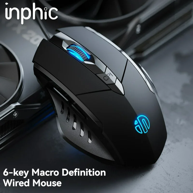 

Inphic W1 Wired Mouse 6 Keys Macro Definition Mute Button 8800DPI Ergonomic Gaming Office Mouse For Windows Mac