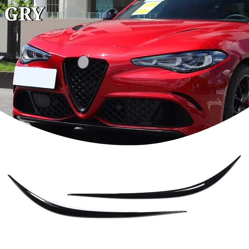 Car Headlight Eyebrows Eyelids Trim For Alfa Romeo Giulia 2015-2026 ABS Black Exterior Accessories