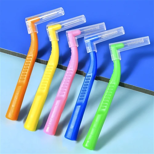 100 Uds cepillo Interdental en forma de L cepillo Interdental de ortodoncia cepillo de dientes de ortodoncia cerdas suaves cuidado bucal