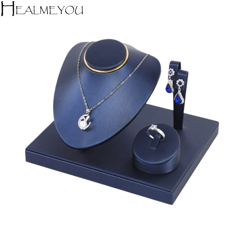 

Fashion Combination Set Jewelry Rack PU Leather European-style Necklace Display Storage Stand Ornaments High-end