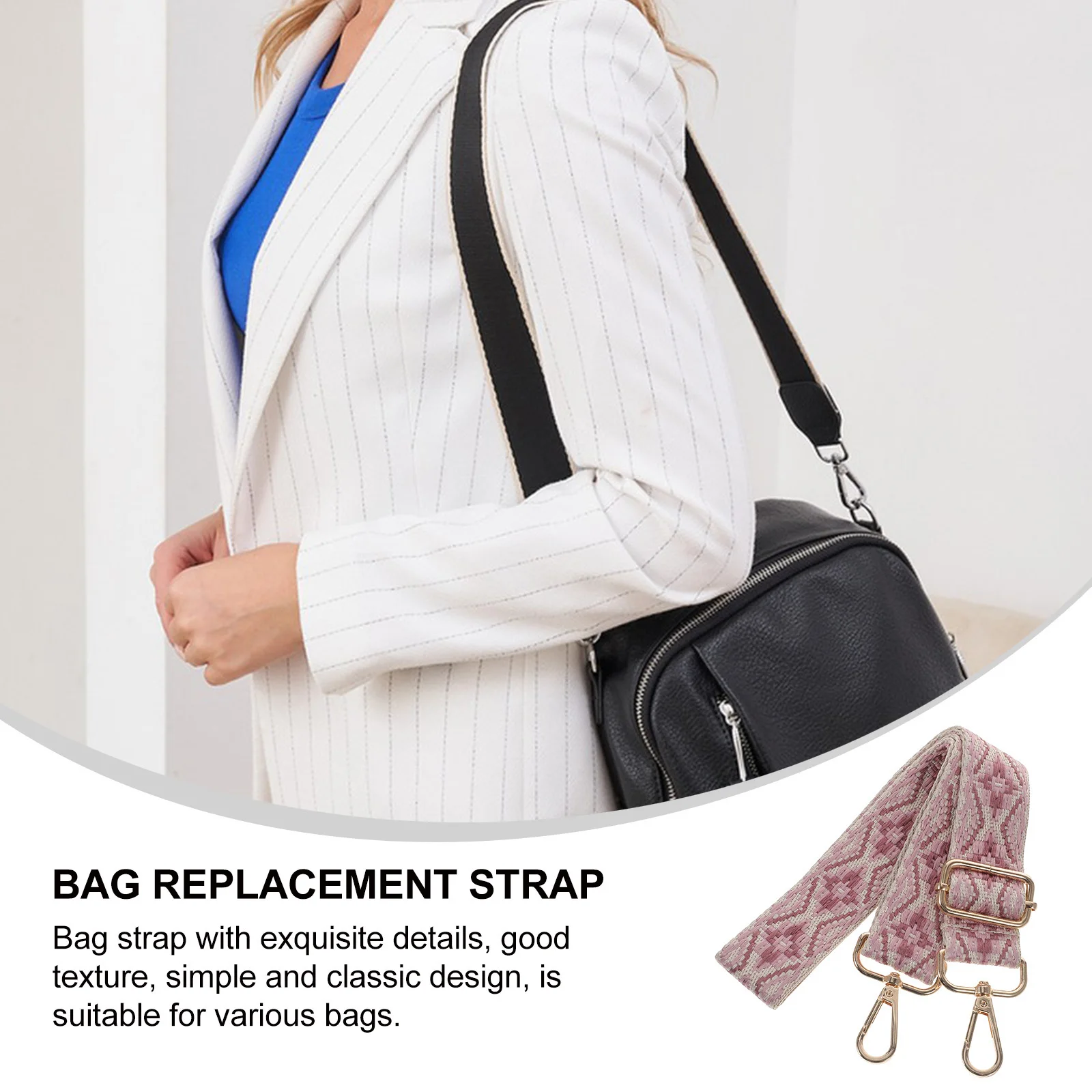 

Adjustable Wide Jacquard Shoulder Strap Replacement for Handbag Crossbody Messenger Bag Comfortable Lightweight Bag Strap with