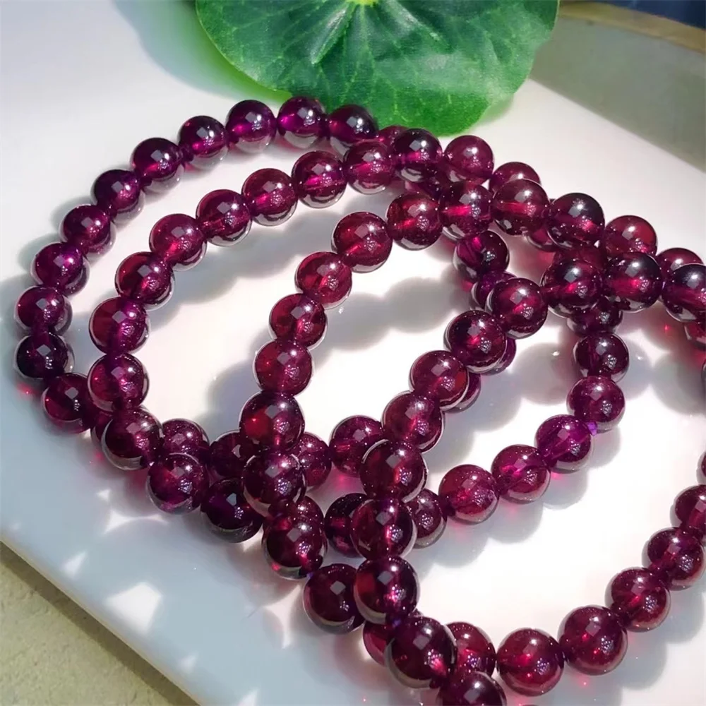 Natural Purple Garnet Bracelet Women Trendy Reiki Healing Elastic Yoga Energy Wristband Jewelry Gift 1pcs 7/8/10MM