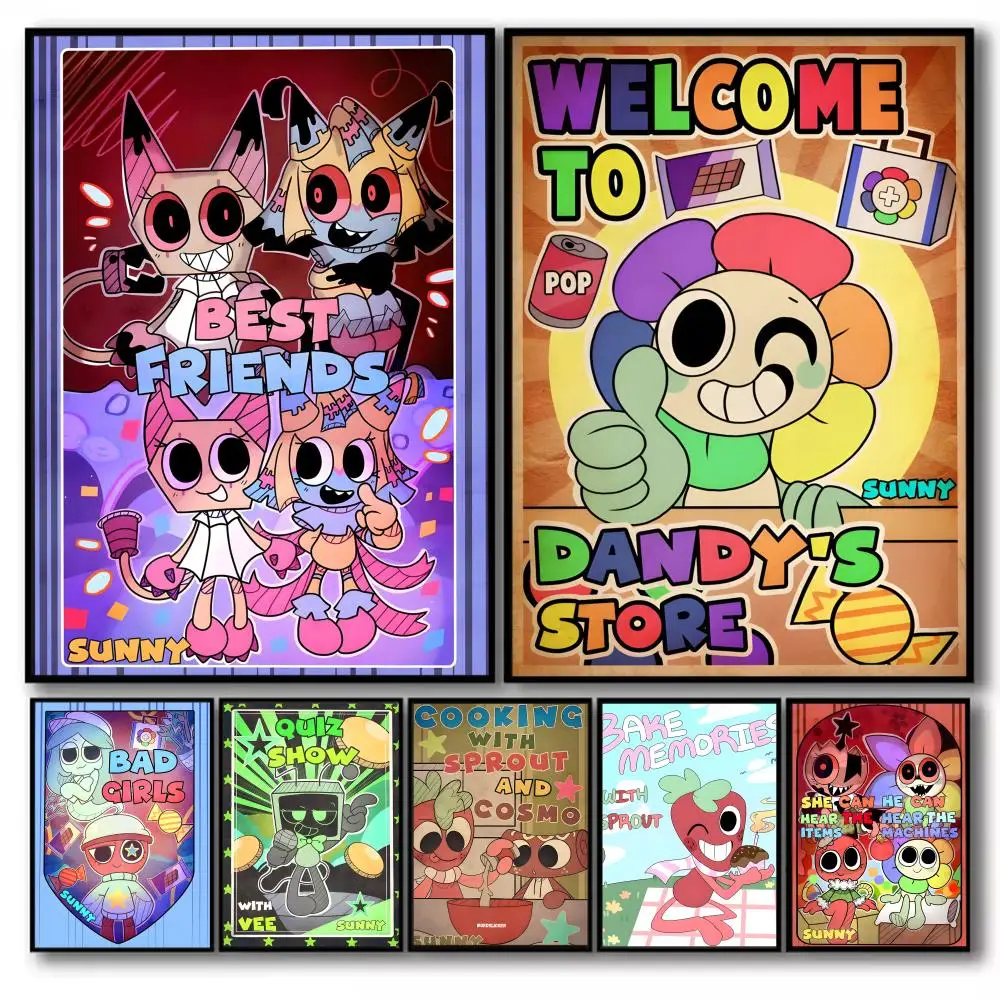 Game D-Dandys World Poster Sticky Wall Art Printing Waterproof Home Living Bed Room Aesthetic Decor