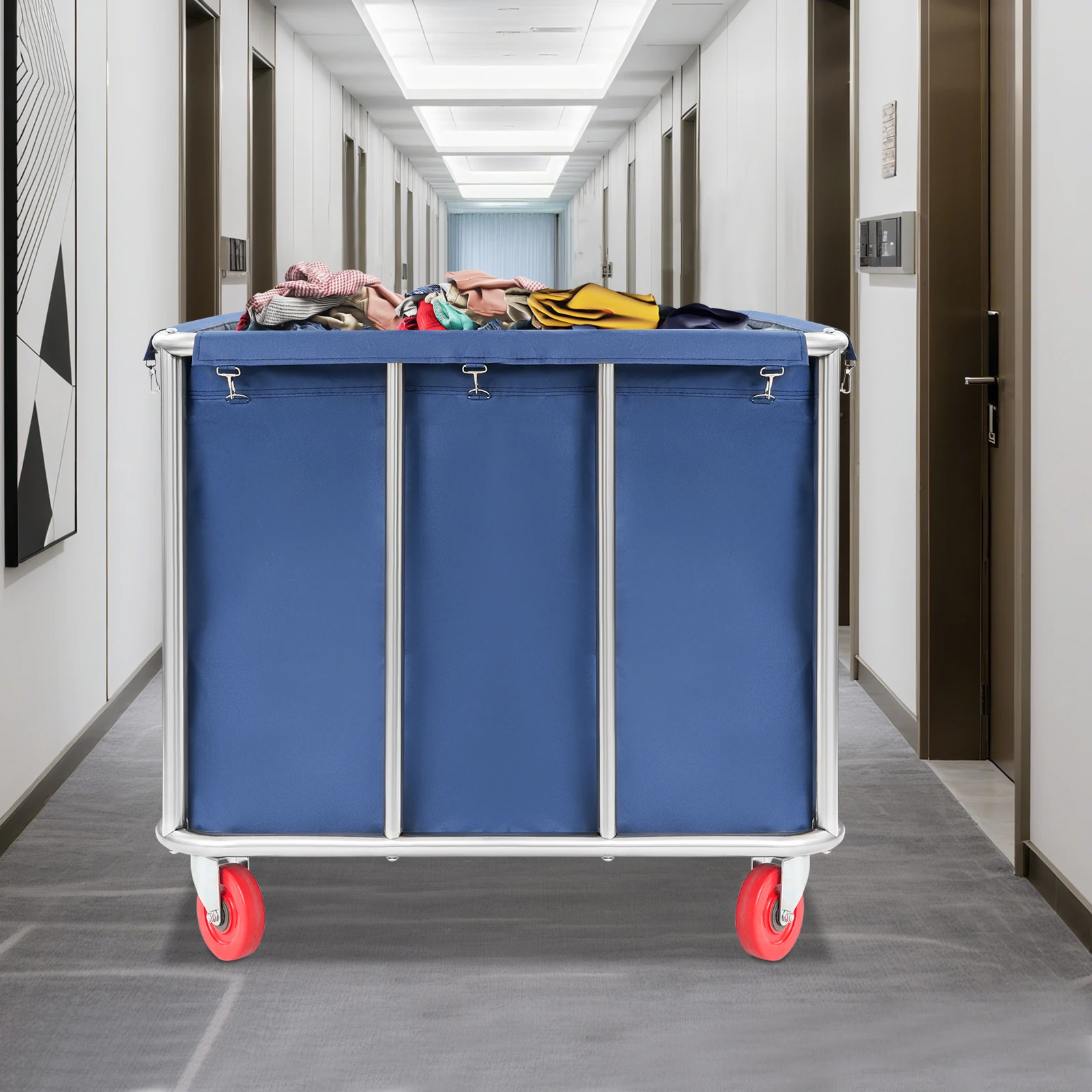 

Промышленная тележка для прачечной из нержавеющей стали с корзиной, усиленная, на колесах, для отелей, складов, больниц