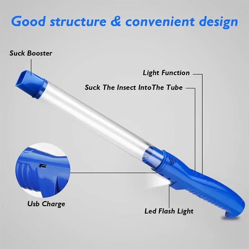 Handheld Electric Insect Vacuum - USB Charging Bug Catcher for Home/Garden, Strong Suction for Spiders, Flies & Crawling Pests