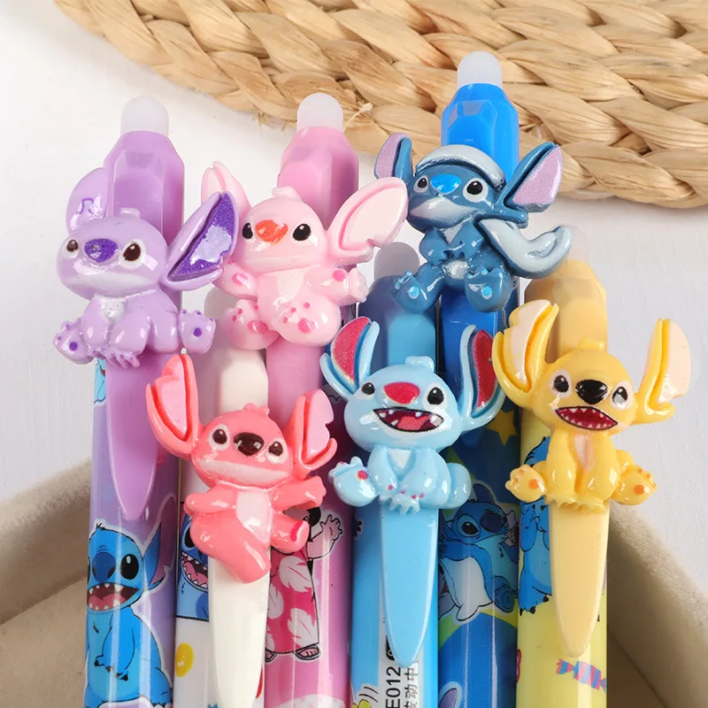 6/36pcs Disney Stitch Erasable Gel Pen Cartoon Cute Lilo 0.5 Black Signature Pen Student Stationery Gift Kawaii Ballpoint Pen - Image 2