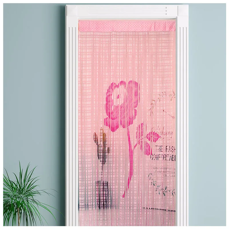 Door Curtain Creative Rose Pattern Hanging String Tassel Curtains Partition Divider Fringe Drape for Living Room Bedroom Bathroo