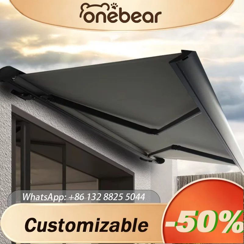 Any Size Custom Electric Retractable Awning Waterproof UV Proof Wind Resistant Sturdy Garden Balcony Window Door Patio Outdoor