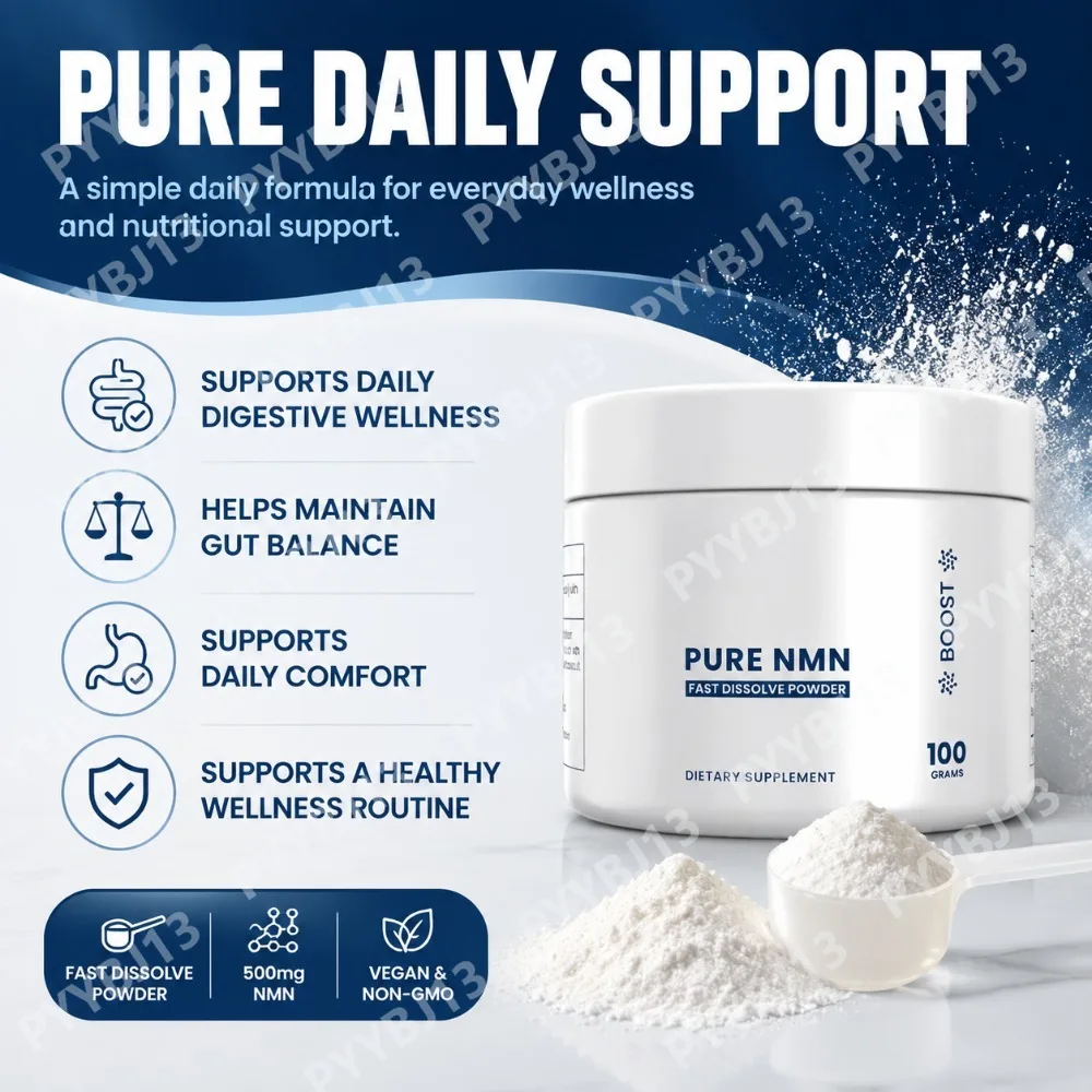 NMN Supplement Powder Nicotinamide Mononucleotide 500mg Pure Formula for Men Women Cellular Energy Support Daily Nutrition 100g