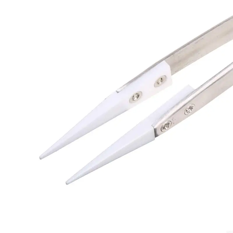 400B Ceramic Tweezers Heat Resistant Non-Conductive Stainless Steel Tweezer for Electronics Craft Jewelry Making