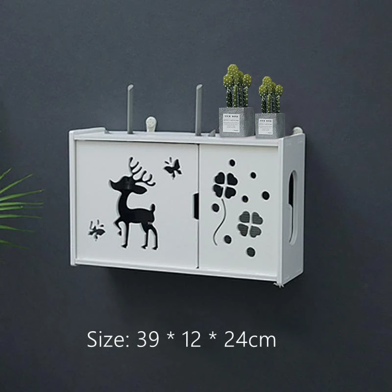 Große Drahtlose Wifi Router Regal Lagerung Boxen Kabel Power Plus Draht Halterung Holz-Kunststoff Wand Hängen Stecker Board DIY wohnkultur