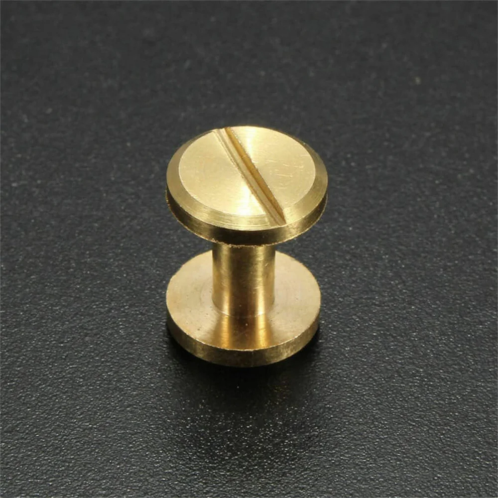 NINDEJIN 10sets OD4mm Brass Chicago Screw Leather Rivets Belt Screw M3 Bookbinding Screw Rivet Nails for DIY Jean Belt Handbag