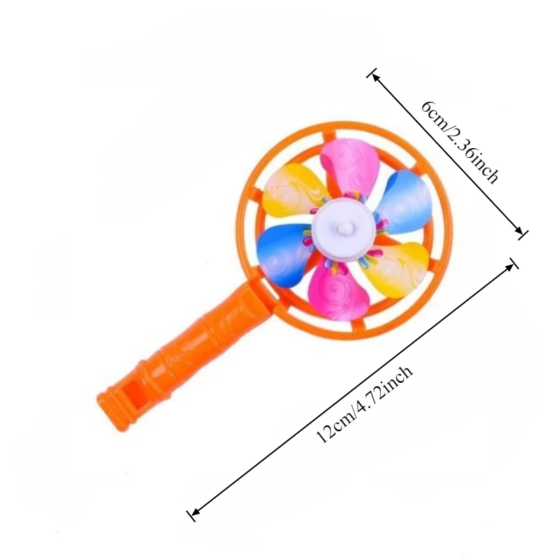12pcs Whistle Pinwheel Colorful Mini Pinwheel Plastic Compact and Portable Children's Gift Cheering Prop