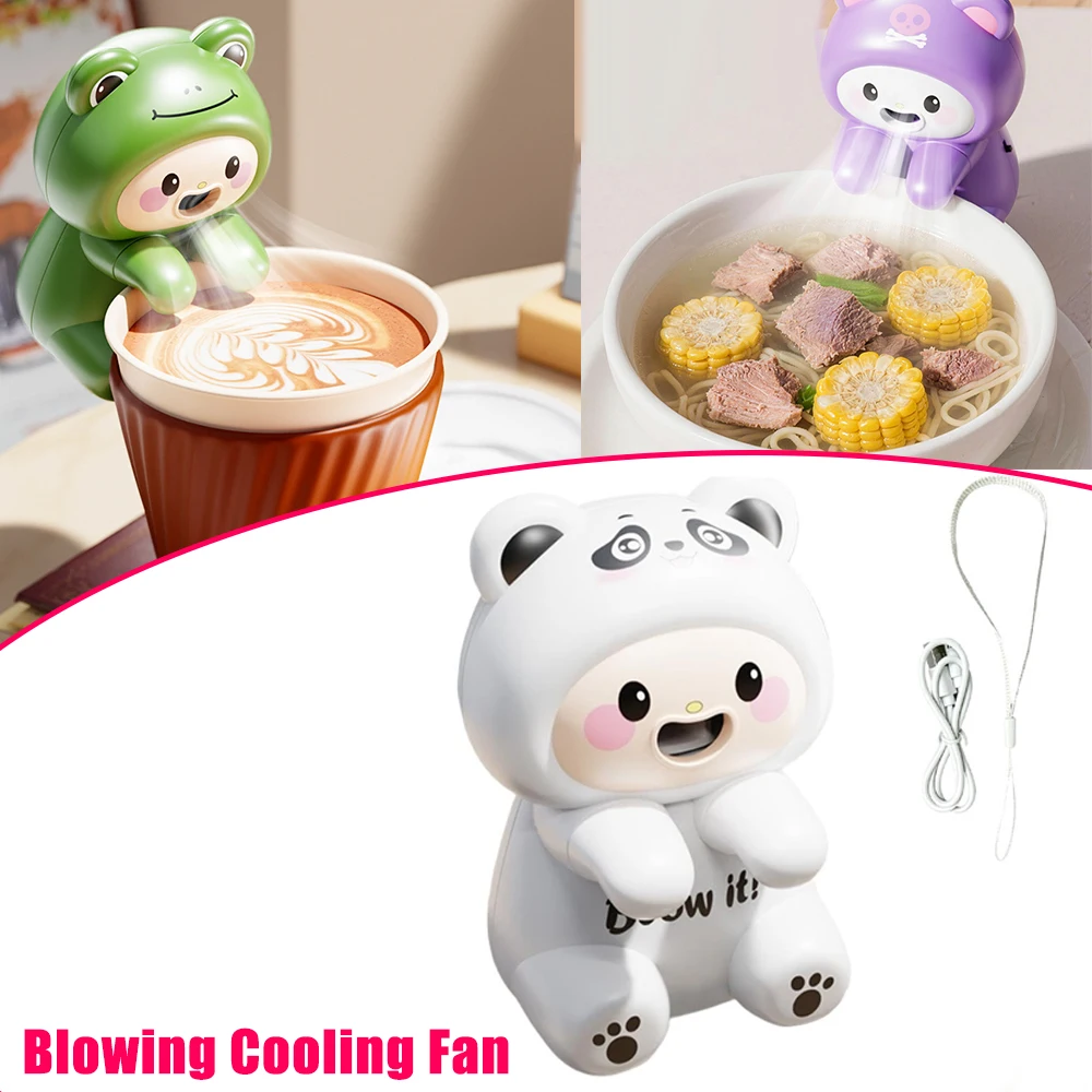Coffee Cooler Fan Summer Cooling Cute Animal Shape Cup Clip Portable Hot Water Blower Office Desktop Use Cooler