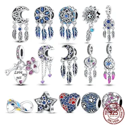 100% S925 Sterling Silver Dreamcatcher Series Charm Fit Original 3mm Bracelet DIY Beads For Women Birthday Fine Jewelry Gift