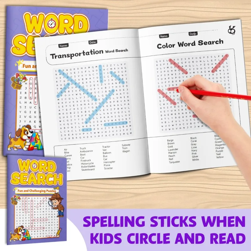 Word Search Activity Workbook for Students, Structured Vocabulary-Building Puzzles Supporting Spelling, Focus