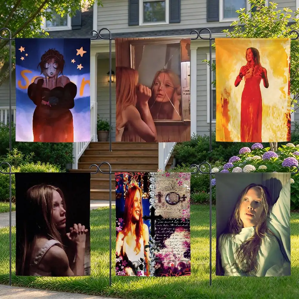 C-Carrie White Flax Garden Flag Double-Sided Design Outdoor Yard Decor Welcome Flags Festive Atmosphere