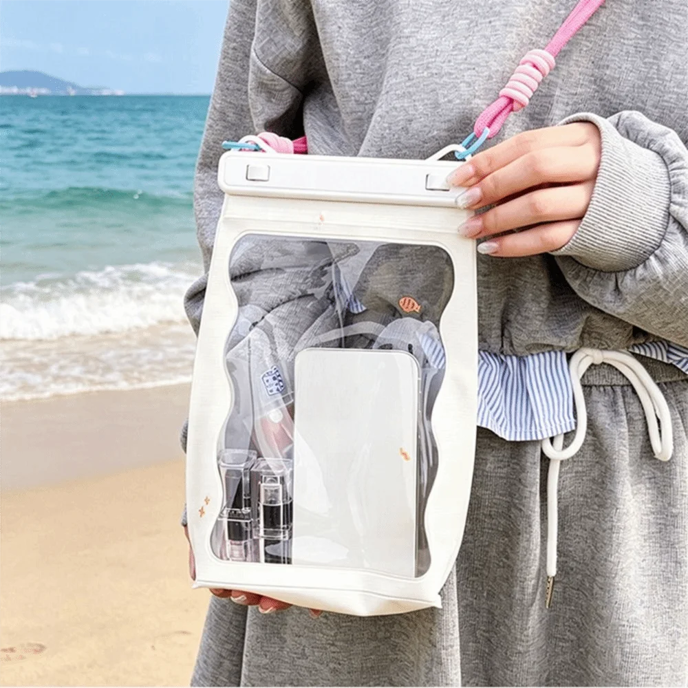 Wasserdichte Handytasche mit großem Fassungsvermögen, verstellbarem Riemen, versiegelte Schwimm-Handyhülle, zum Umhängen, mit Touchscreen-Funktion, wasserdichte Handytasche für Bootsfahrten. – Detail 3