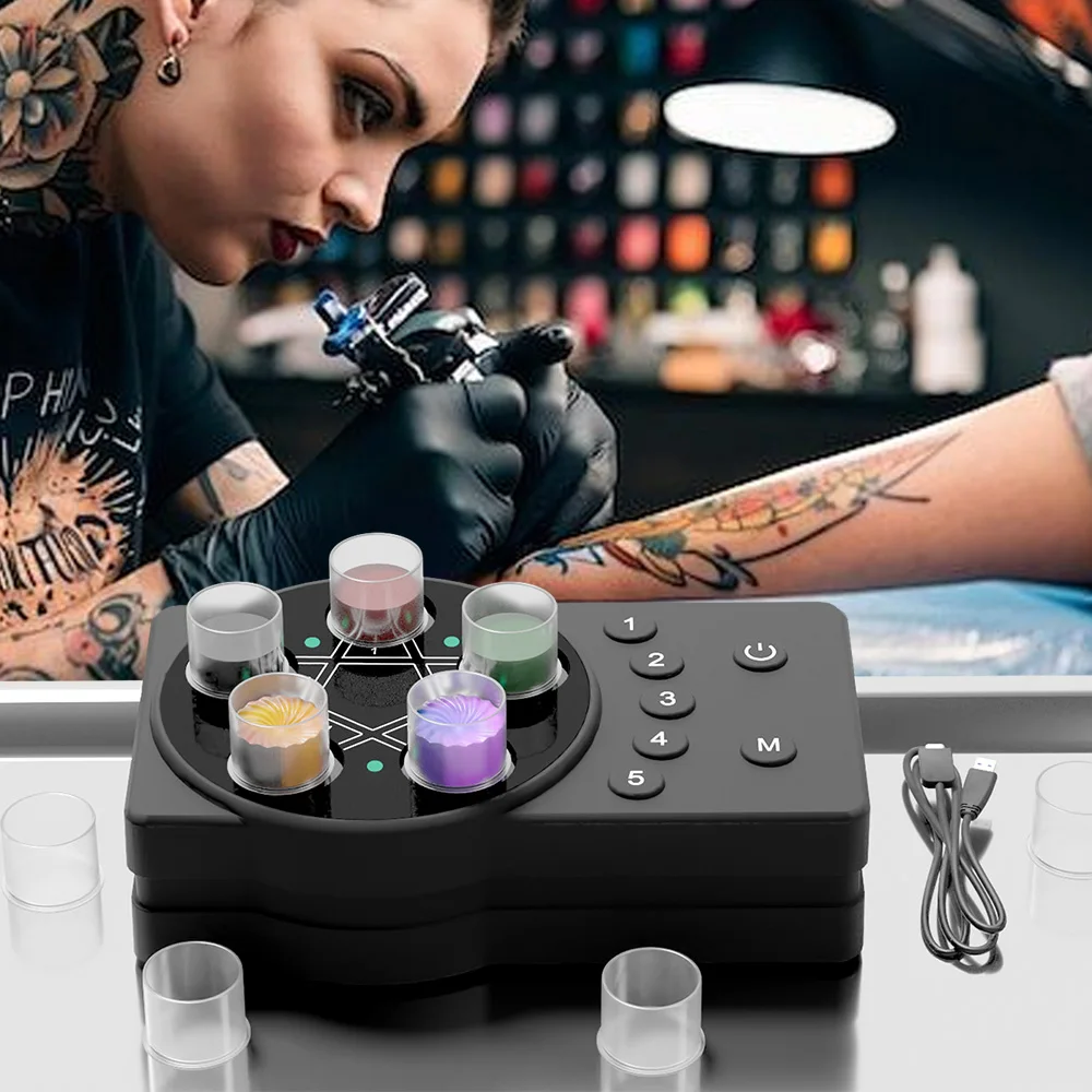 Wireless Tattoo Ink Vortex Mixer Kit 2000mA Battery Equipped with An Ink Cup Rotating Magnet Anti-settling for Tattoo Supplies