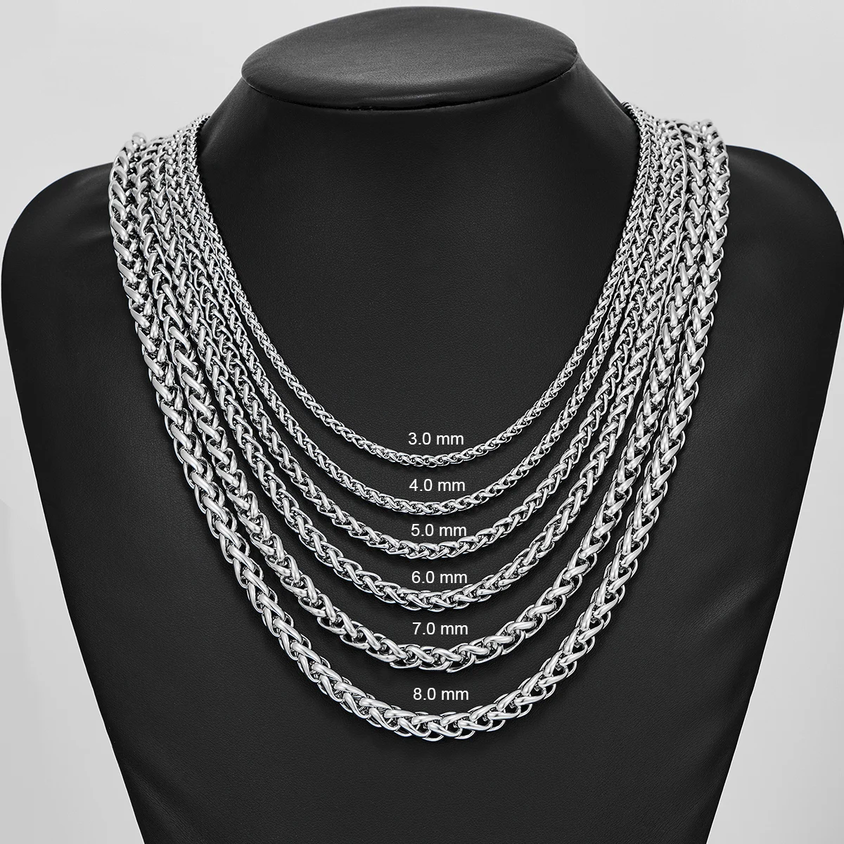 3mm/4mm/5mm/6mm/7mm/8mm Stackable Chain Stainless Steel Link Classic Curb Necklace for Men Women Jewelry 14 to 40 Inches