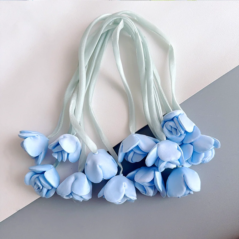 1pc 패브릭 더블 엔드 백합 꽃 새싹 꽃 장식 패치 DIY 스커트 옷 배낭 펜던트 수제 액세서리
