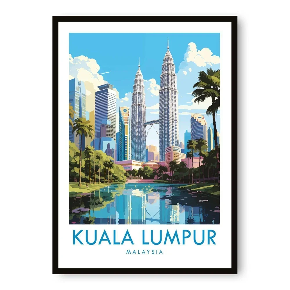 1pc frameless Canvas Painting Penang Travel Poster | Kek Lok Si Temple Prints Malaysia Art Print Kuala Lumpur Travel Poster Trav
