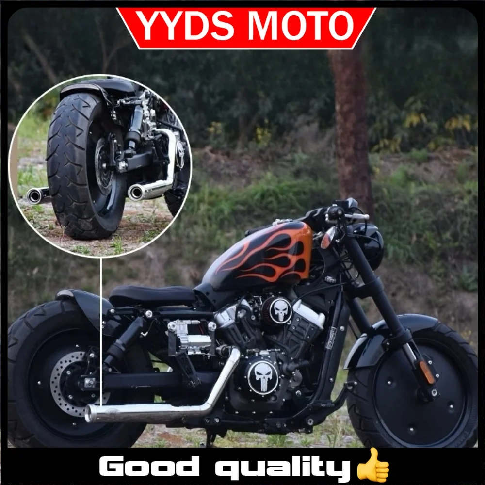 For BENDA Chinchilla 300 Dual Exhaust Pipes on Both Sides, Low-Position Exhaust Pipe with Muffler for Enhanced Motorcycle Sound
