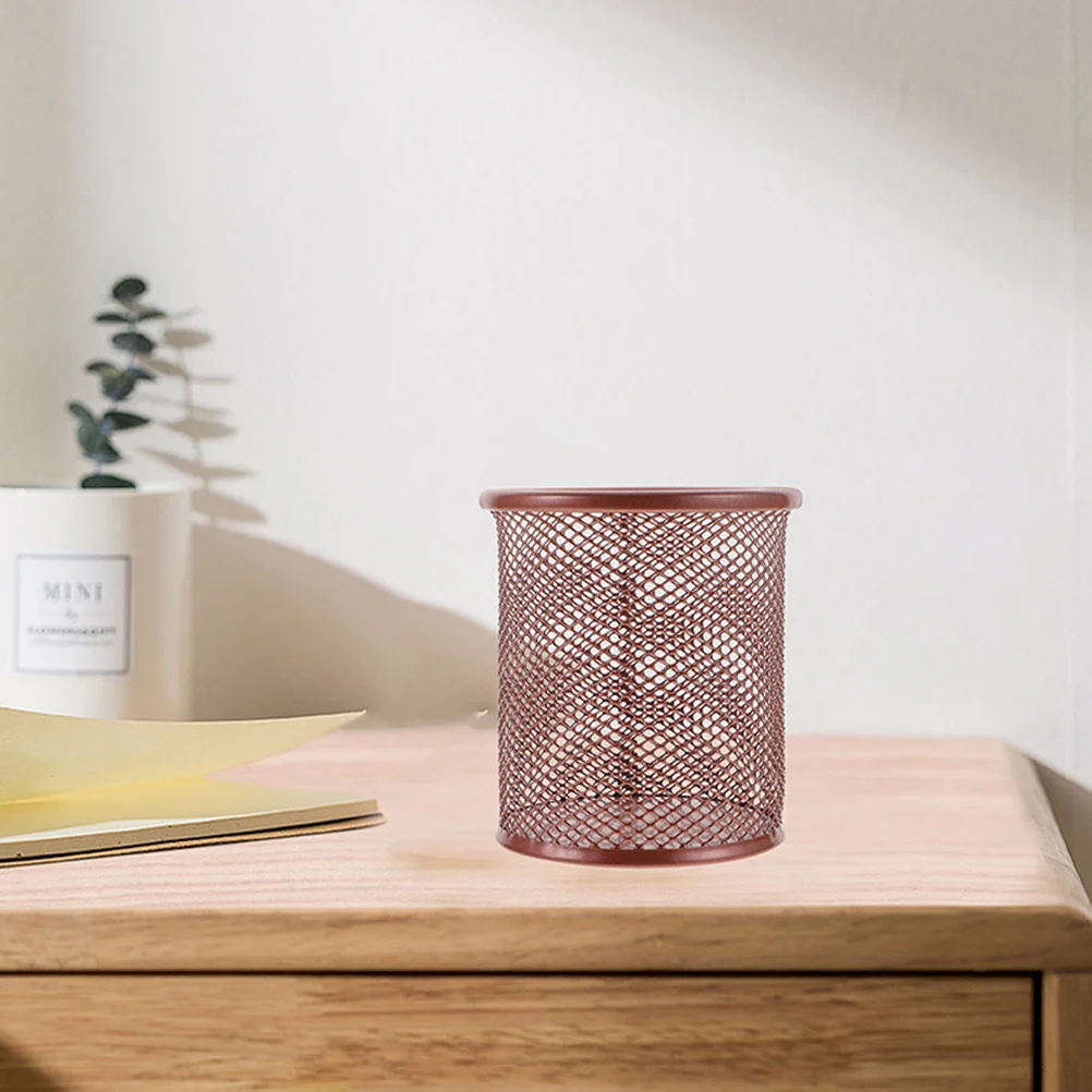 2 قطعة حامل قلم من الفولاذ المقاوم للصدأ شبكة تخزين دلو مكتب منظم كوب رصاص سطح أملس تصميم مضاد للانزلاق