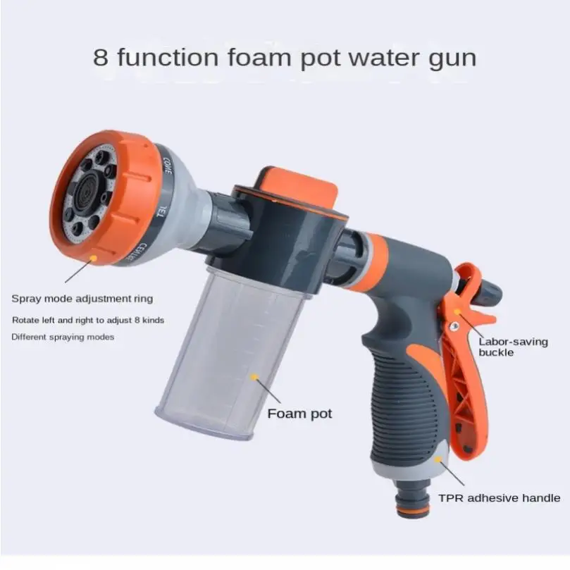 Multifunctional Portable Foam Gun, 8 Functional Adjustable Foam Water Gun  Sprayer Pipe Tube Nozzle Sprinkle Tools