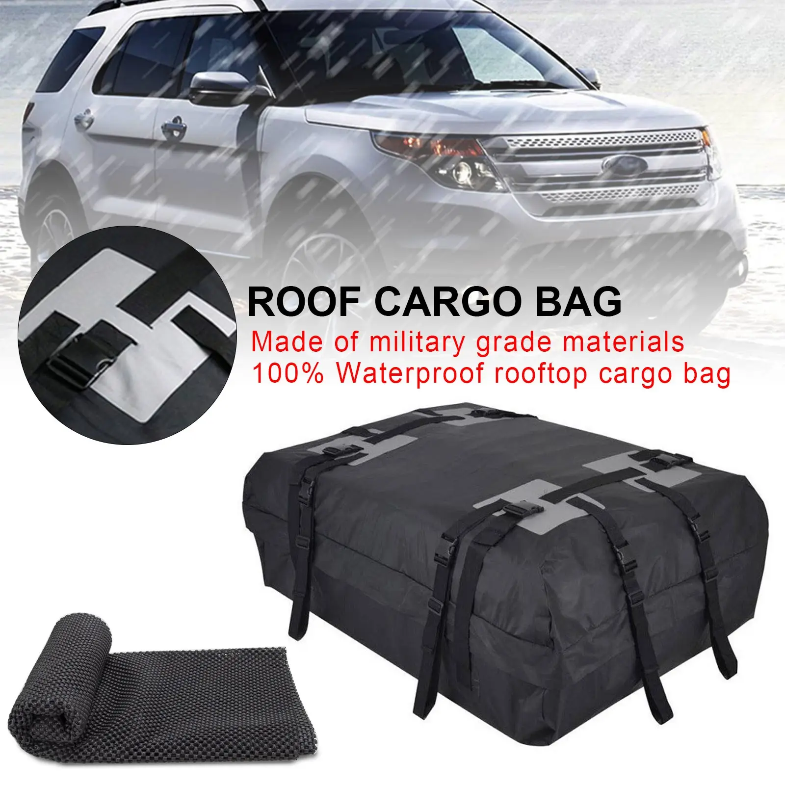 

Artudatech Waterproof Car Roof Top Rack Carrier Cargo Bag Luggage Cube Bag w/ Non-Slip Mat Car Accessories