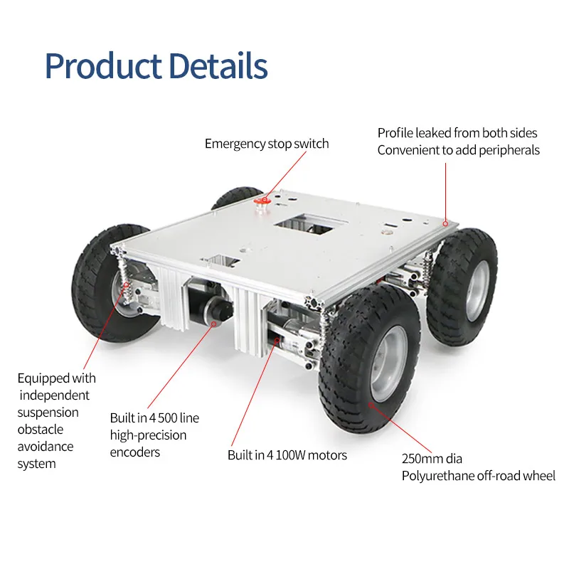 WHEELTEC 4WD robot chassis outdoor automatic driving off-road vehicle built-in PID control open source full set of data