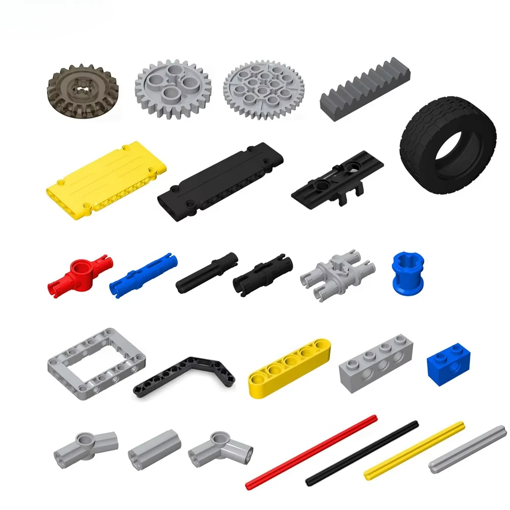 Piezas técnicas de 50g, brazo de orificio, brazo de elevación, perno de haz, conector de eje transversal, engranajes de Panel tecnológico compatibles con bloques de construcción legoeds